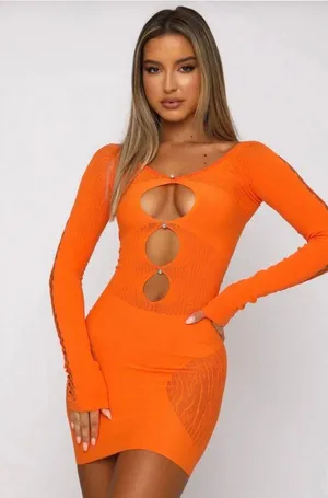 White Fox Orange Mini Dress thumbnail 1