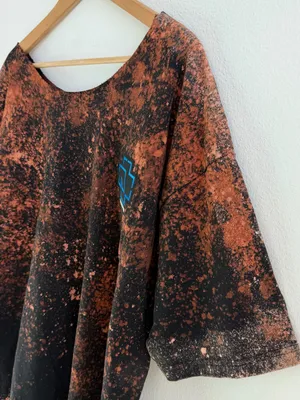 Custom Bleached Black & Brown Rammstein Graphic Off The Shoulder Tee thumbnail 4