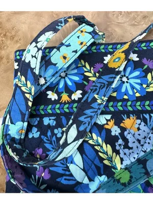 Vera Bradley Midnight Blues Quilted Floral Tote Shoulder Bag Blue Purple thumbnail 4