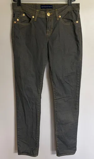 Rock & Republic Grey Gold Metallic Shimmer Skinny Jeans Womens‎ Size 8 thumbnail 1