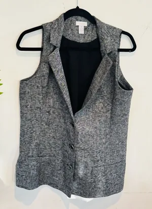 Chico's Black and Gray Textured Vest thumbnail 1