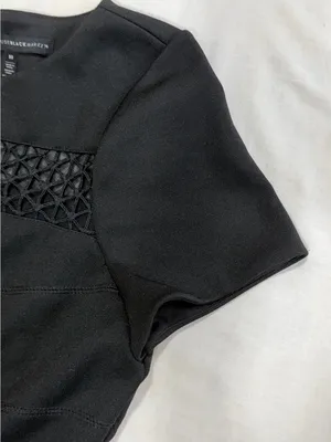 White House Black Market Mesh Inset Banded Fit-AndFlare Dress Black SZ 10 thumbnail 9