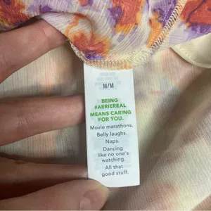 Aerie Micro Mini Chiffon Floral Wrap Skirt with Ruffle Hem Size Medium Orange thumbnail 4