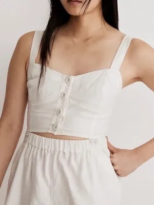 Madewell Sweetheart Linen Blend Crop Tank Top thumbnail 7