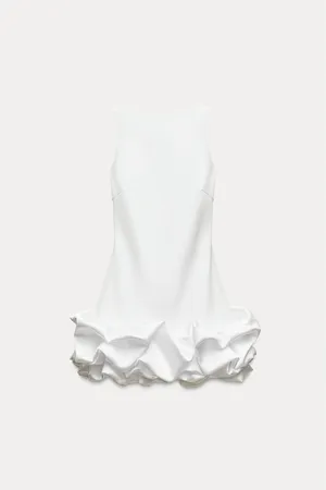 Zara dress mini white fitted bodycon with ruffled skirt party evening wedding thumbnail 13
