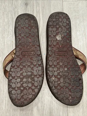 Coach "Juanita" Tan/Brown Flip-Flop Sandal (Style Q1787) Women’s size 10 thumbnail 4