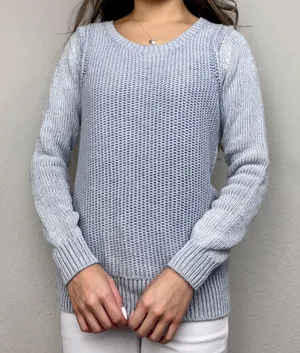Anthropologie Light-Blue Knit Long-Sleeve Sweater thumbnail 1