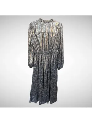 Current Air Gold Metallic Floral Midi Dress Brown Size M thumbnail 3