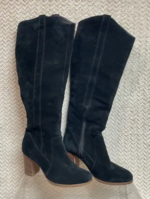 Sole Society Womens‎ Cleo Knee High Black Suede Block Heel Boot Whimsigoth 8.5 thumbnail 1