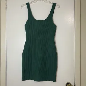 Aritizia Babaton Sculpt Knit Squareneck ribbed tank mini dress forest green Med thumbnail 2