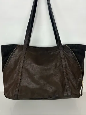 FOSSIL Gwen Shopper Tote Chocolate Brown Leather/Suede Shoulder Bag Convertible thumbnail 4