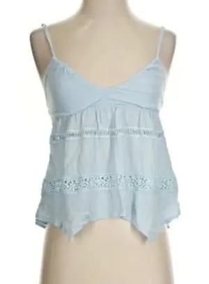 No Boundaries Light Blue Hanky Hem Cami with Lace, Women's thumbnail 2