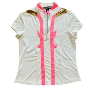 Jamie‎ Sadock Golf Tennis Top 1/4 Quarter Zip Polo Medium White Pink Activewear thumbnail 1