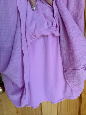 Ophelia Roe Pink Tiered Puff Sleeve Textured Midi Dress Women’s Size S NWT thumbnail 3