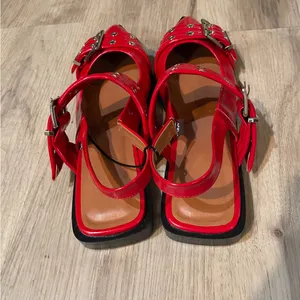 Red ballet flats with grommets size 11 thumbnail 6