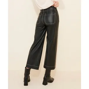 MAEVE The Colette Cropped Wide Leg Pants in Vegan Leather Size 27 thumbnail 2
