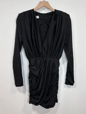 🌟 House Of Cb 🌟 Tatja Embellished Draped Mini Dress Black Sz Xs thumbnail 5