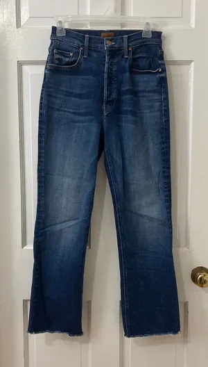 Mother The Tripper Ankle Fray Jeans 29 Blue Change Is In The Air Wash Raw Hem thumbnail 1