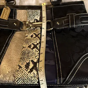 Coach Black and Silver Shoulder Bag with Snakeskin Accent thumbnail 11