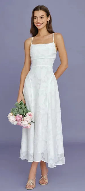 Rihoas White X Cross Jacquard Slip Maxi Dress thumbnail 1