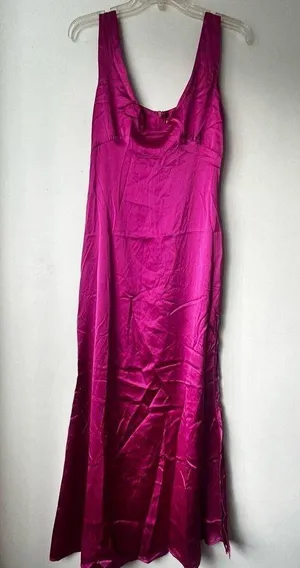 Princess Polly Lynsey Fuchsia Satin Side Slit Midi Dress 4 thumbnail 10