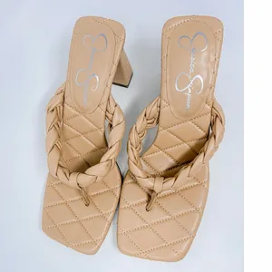 Jessica Simpson Zaliye Tan Faux Leather Braided Strap Slip On Heels NEW Size 8.5 thumbnail 6