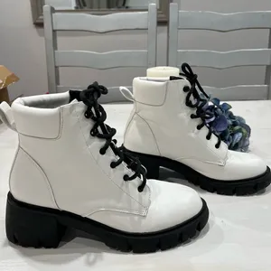 Forever 21 white‎ faux leather with black laces boots size 8 thumbnail 3