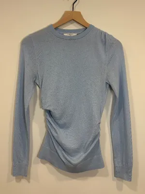 🌟 Lk Bennett 🌟 Dora Crew Neck Merino Wool Cotton Blend Sweater Blue Xs thumbnail 4