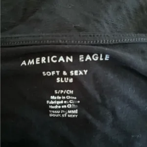 American Eagle Soft & Sexy Slub Button Front Top Small Black thumbnail 2