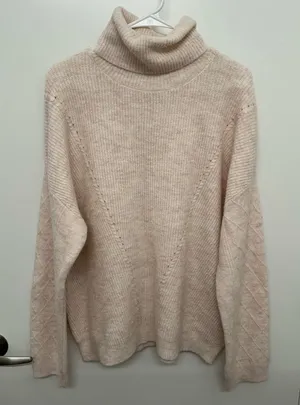 Aspen Wool Blend Light Pink Turtleneck Sweater Size L thumbnail 1
