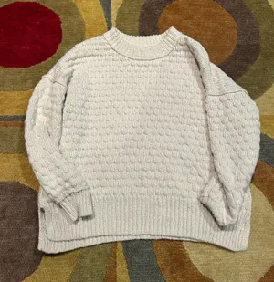Aerie Cream Thick Material Crewneck Sweater Short Women’s Medium Runs Small thumbnail 1
