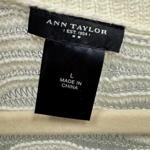 Ann Taylor Cream Metallic Wavy Knit Short Sleeve Sweater Top Large Relaxed Fit thumbnail 6