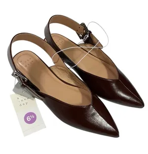 A New Day Slingback Flats Brown Pointed Toe Buckle Strap Memory Foam women 6.5 thumbnail 1
