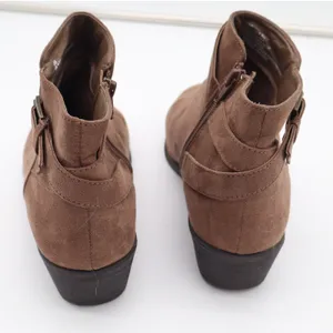 Voss Womens Brown Faux Suede Ankle Booties Side Zip Buckle Strap Size 10 thumbnail 4