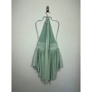 Lucy in the Sky Sage Green Halter Mini Dress with Built-In Shorts S thumbnail 2