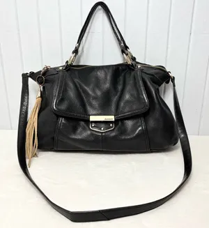 B Makowsky Large Black Genuine Leather Handbag‎ Lombard Satchel thumbnail 1