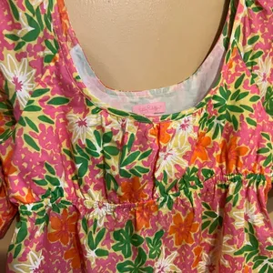Lilly Pulitzer Floral Print Babydoll Short Sleeve‎ Top - size 8 thumbnail 5