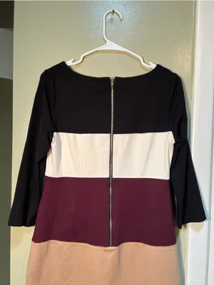 White House Black Market Women's‎ Size 6 Colorblock Shift Dress 3/4 Sleeve Ponte thumbnail 8