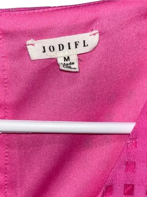 Jodifl Pink Metallic Ruffle Mini Dress M Fully Lined Party Cocktail thumbnail 5