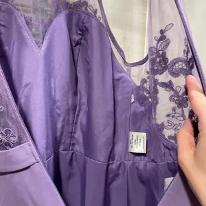 Beautiful Azazie lavender mermaid mesh textured top maxi dress fairy thumbnail 6