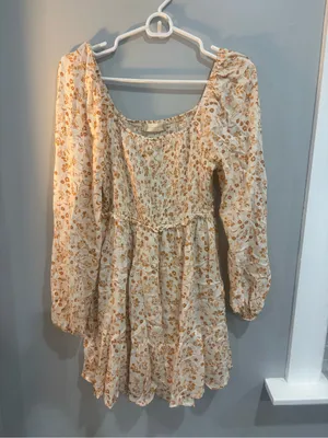Altar’d State Long Sleeve Floral Mini Dress Fall Floral Smocked Cottagecore S thumbnail 2