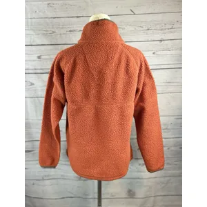 Carhartt Womens Relaxed Fit Fleece Pullover M Orange Snap Front Sherpa thumbnail 5