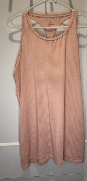 Athleta Racerback Top Women’s Large L Striped Peach pink Performance Yoga Gym thumbnail 1