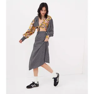 NWT For Love & Lemons Anya Crop Black‎ and White Polka Dot Top S $139 thumbnail 2