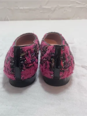 J crew Women's Pink Tweed Pointed-Toe Ballet Flats thumbnail 4