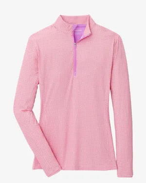 Peter Millar Women's Lightweight Sun Shirt quarter zip Lilac Blossom size M thumbnail 1
