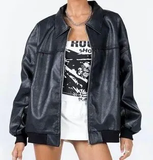 Princess Polly Oversized Leather Jacket thumbnail 1