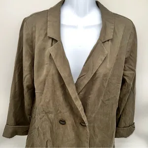 Lovers + Friends Olive Green Double-Breasted Trench Short Coat/Long Jacket-Sz S thumbnail 8