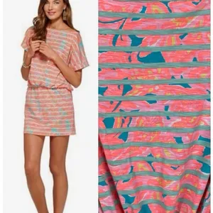 Lilly Pulitzer Cotton Carmine Dress Make a Splash Striped Floral Womens Medium thumbnail 2