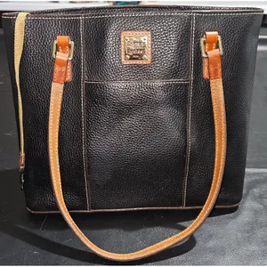 Dooney & Bourke Black Pebbled‎ Leather Lexington Shopper Tote Handbag Purse thumbnail 1